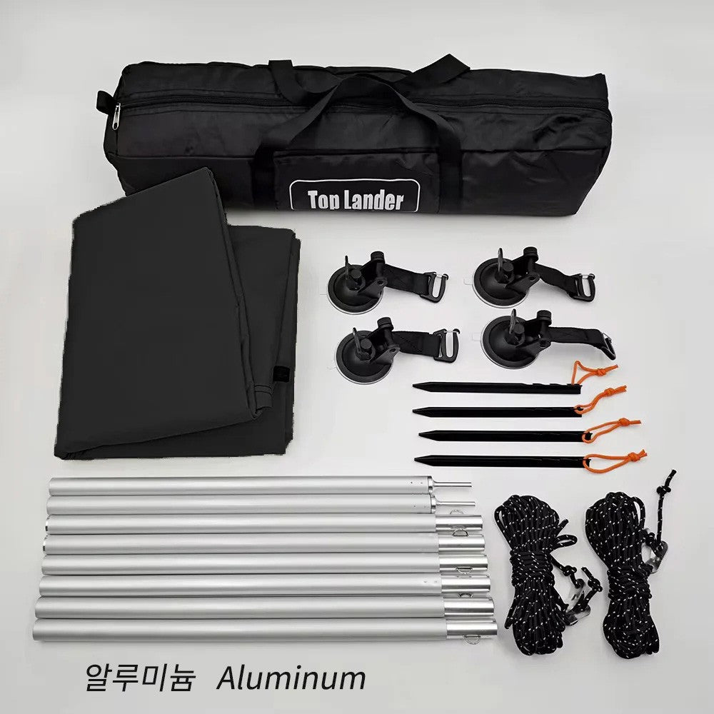 Manta Ray Car Side Awning Black Coating Tarp with Suction Cup Anchor Outdoor Camping Tourist SUV Tent Shade Waterproof Anti UV