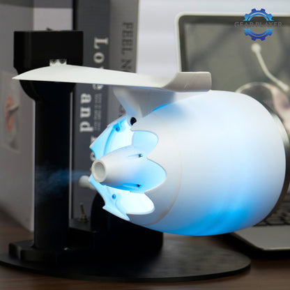 Turbojet Fan Style Single Head Mist Humidifier Blowing Feature RGB Lighting Effects for Bedroom Living Room Office Desk Air Humi