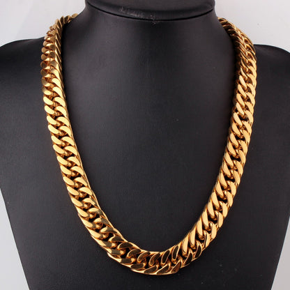 Granny Chic 15mm 7-40inch Dourado Firme Forte 316L Aço Inoxidável Joias Elo Cubano Corrente Gargantilha Colar Masculino