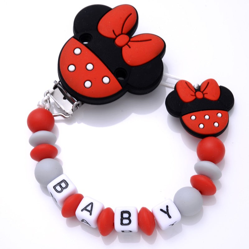 Baby Personalised Name Silicone Pacifier Clips Chain Wholesale 1Pcs Baby Nipple Pacifier Chain Cartoon Shape Holder