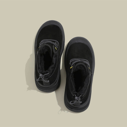 Fujin 4cm New Synthetic Suede Genuine Leather Spring Autumn Ankle Booties Chunky Sneakers High Brand Big Size Plush Women Shoes