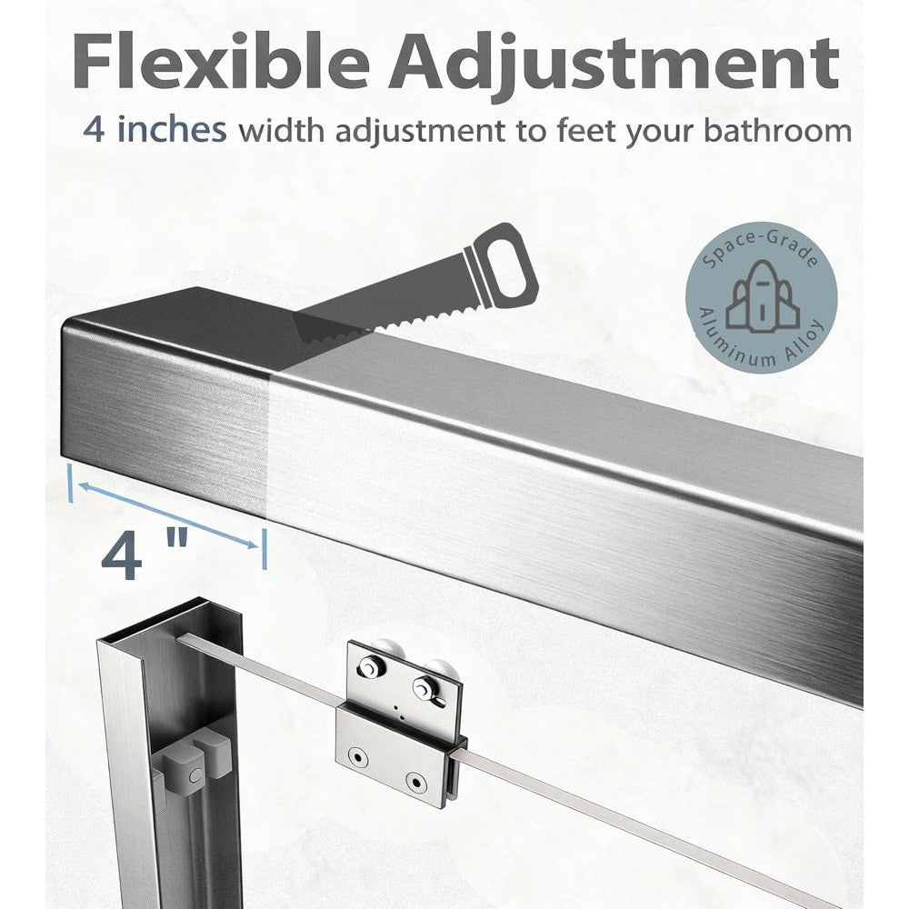 Shower Door 44 to 48'' W x 72'' H,Semi Frameless Double Sliding Shower Glass Door with 1/4" Clear SGCC Tempered Glass,Stainless