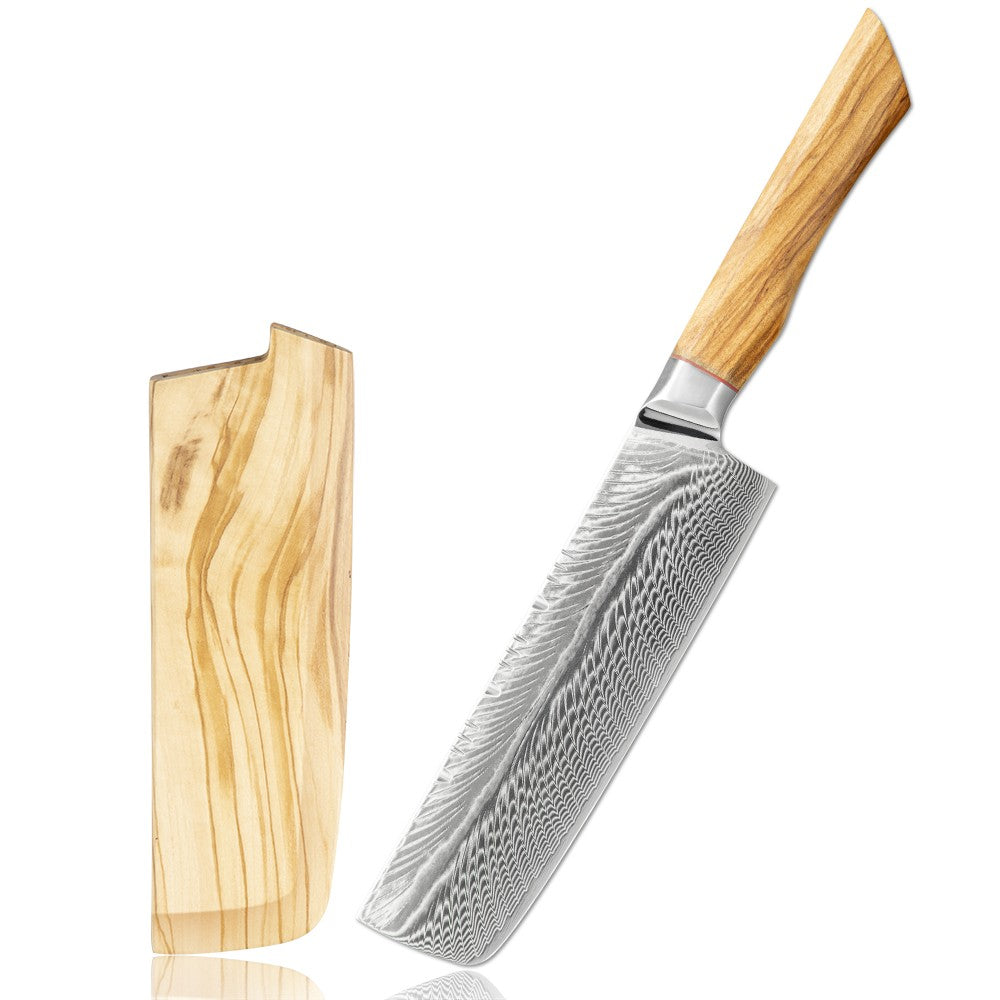 Conjunto de facas de cozinha para chef Damasco 67-LAY, faca japonesa Santoku Nakiri, faca utilitária, faca para desossar, faca de cozinha com cabo de madeira de oliveira HD