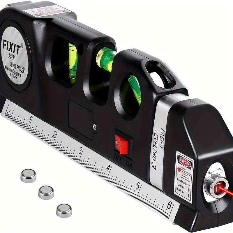 HOMEFISH Nível a Laser Fácil de Usar Ferramenta de Nível a Laser Multiuso Kit de Nível a Laser Padrão Laser de Linha Cruzada Fita Métrica de 2,4 metros