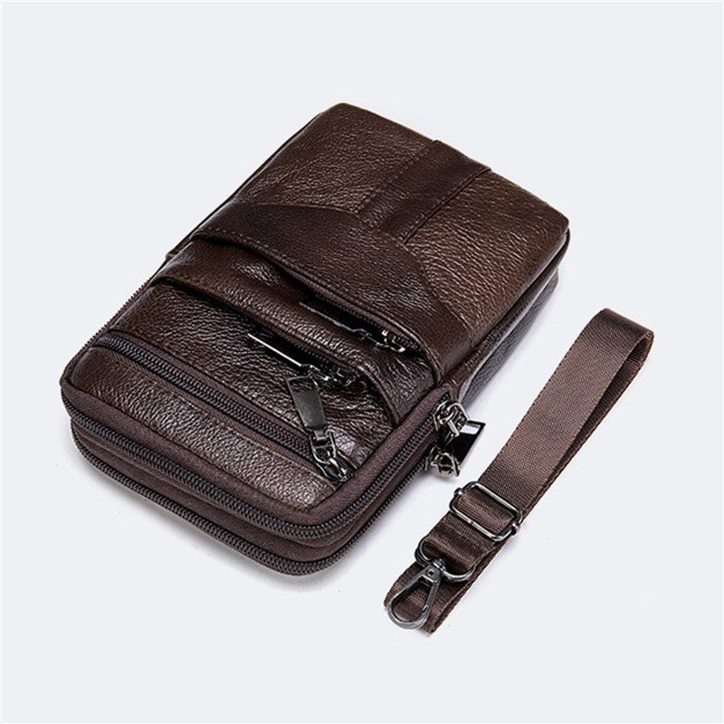Men Genuine Leather Shoulder Male fanny pack High Quality Messenger Bags  Men's Fashion Business Belt Bag Small Briefcase Waist
