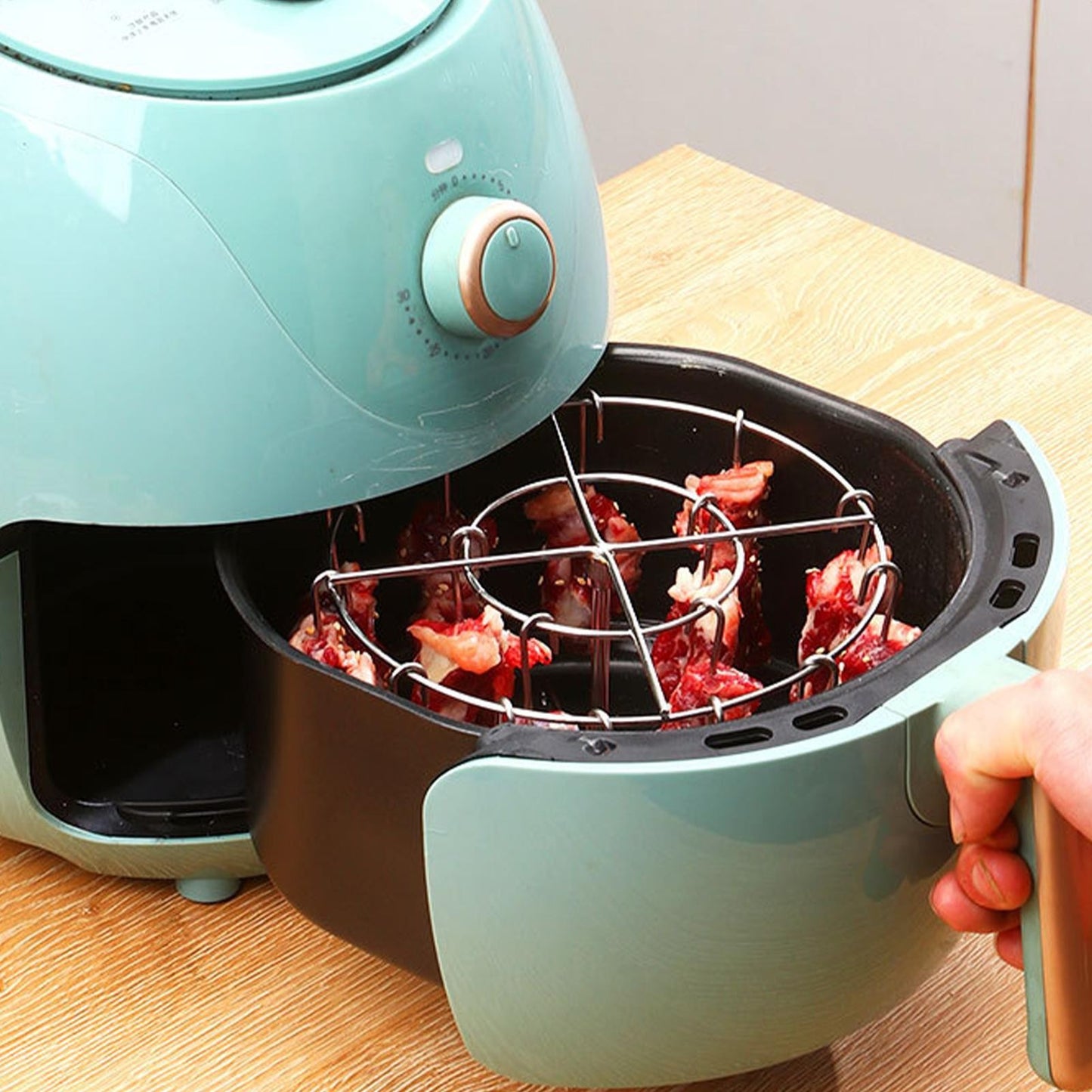 Stainless Steel Grill With 24 Skewers Air Fryer Stand Can Air Fryer Skewer Rack Stainless Steel Wire Rack Kitchen Gadgets Grill