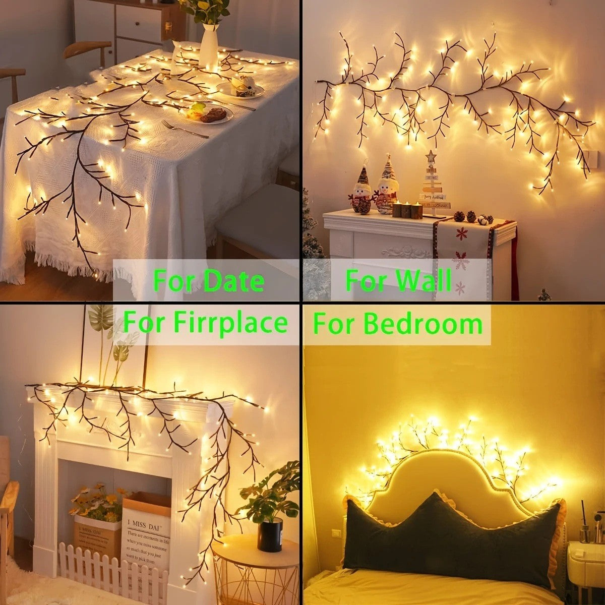 Cherry LED Tree Branch Lights 8 Modes USB Powered Cherry Blossom Branch Decoration Night Lights for Indoor Home Walls and Doors