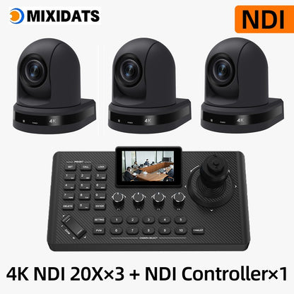 4K NDI  PTZ Camera 1-10pcs 20X Zoom Video Conference Camera for Church Business Meeting Optional 1 controller keyboard kit