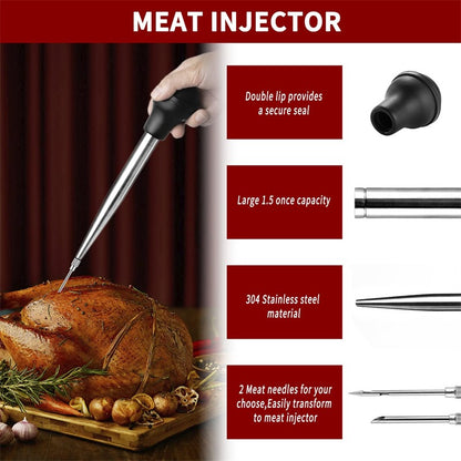 Flavor Needle BBQ Meat Syringe Marinade Turkey Baster Needle Set Kitchen Cooking Pork Steak Meat Sauces Barbecue Seasoning Tool