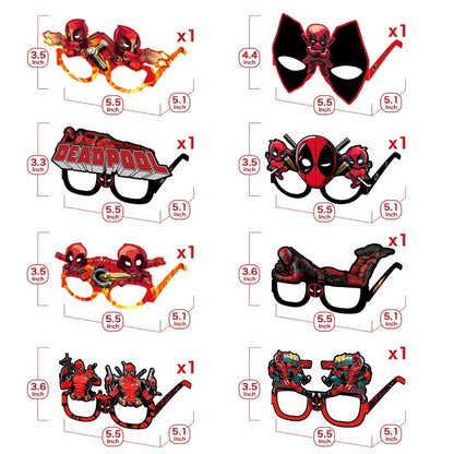 Marvel Comics Deadpool Kawaii cartoon pattern funny glasses set anime merchandise small gift