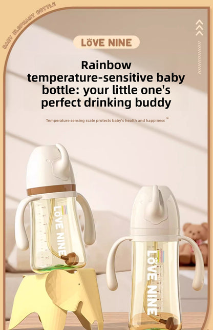 300ML PPSUTemperature-Sensitive Anti-Flatulence Feeding Bottle Baby Straw Cup Drop-Resistant Direct Drink No-Spill Cup1-3Weaning