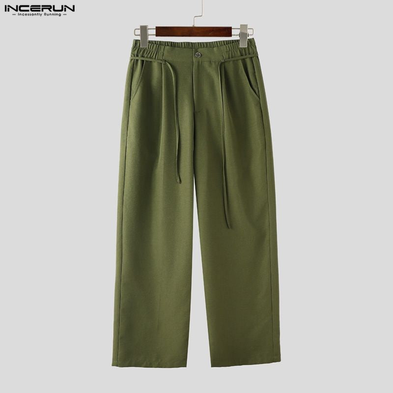 INCERUN Men Sets Solid Color Pleated Shirt & Pants Two Pieces Sets Loose Streetwear 2025 Fashion Men's Casual Suits S-5XL