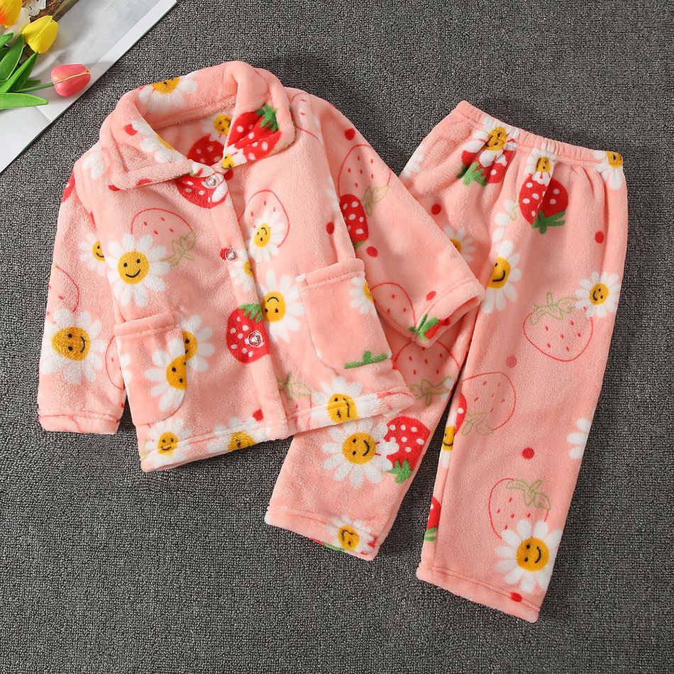 High Quality Coral Fleece Flannel Cute Cartoon Pattern Pajama Sets Boys and Girls Long Sleeve Warm Comfortable Winter Sleepwear