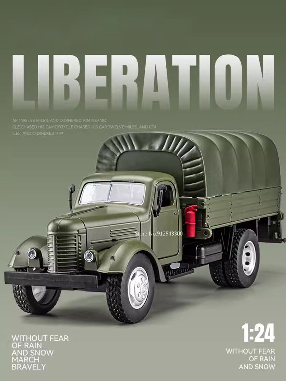 1:24 CA10 Vintage Truck Armored Car Model Toy Alloy Diecast Military Carrier Transport Vehicles Models Sound Light Kids Gifts