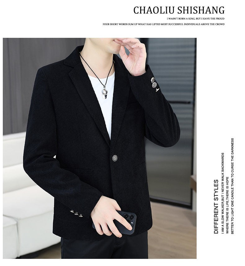Blazer's New Men's Fashion Outdoor Travel Camping Youth Wedding Hosting Campus Slimming Casual Solid Color Korean Version Blazer