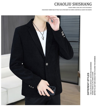 Blazer's New Men's Fashion Outdoor Travel Camping Youth Wedding Hosting Campus Slimming Casual Solid Color Korean Version Blazer