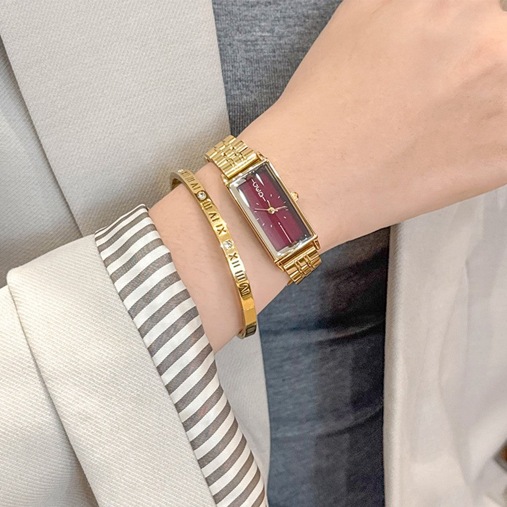 GEDI Square Watch Stainless Steel Gold Vintage Watches for Woman Luxury Elegant Waterproof Quartz Wristwatch Gifts Girlfriend