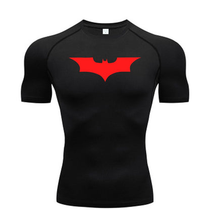 Bat Printed Men's Tight T-Shirt Running Compression Compression T Shirt Gym Fitness Jogging Short Sleeve Male Casual Shirt Tops
