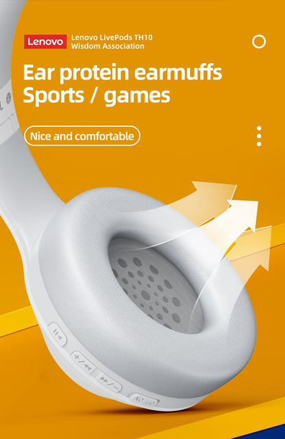 Fone de ouvido Lenovo Thinkplus TH10 TWS Estéreo com baixa latência e longa duração para jogos, fones de ouvido Bluetooth para música com microfone