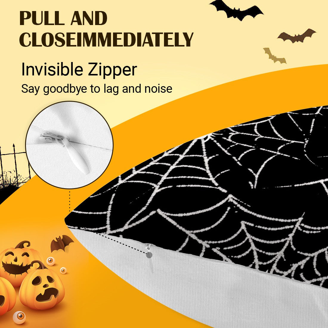 Halloween Ghost Pumpkin Print Cushion Cover Peach Skin Velvet Room Home Sofa Living Office Car Simplicity Pillow Cover 45x45CM