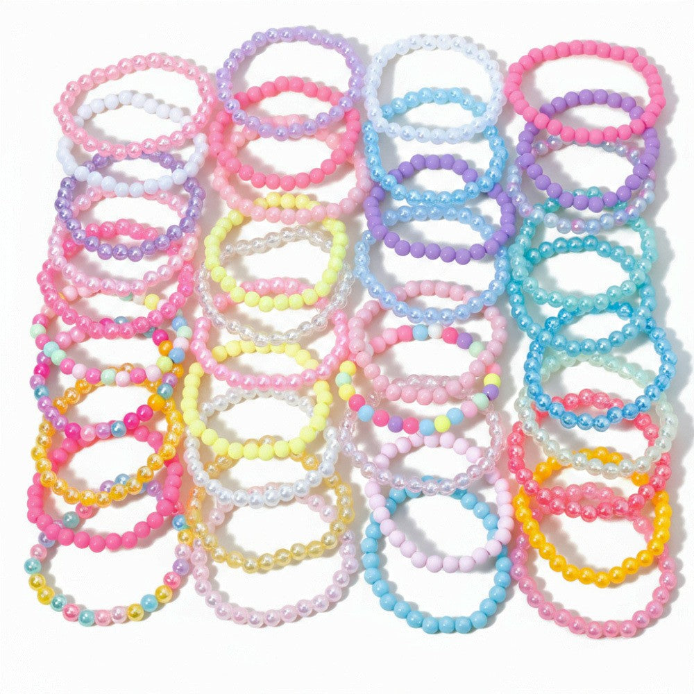 10Pcs Candy Color Beads Bracelet For Kids Girl Birthday Party Favors Baby Shower Guest Jewelry Gift School Prizes Treat Bag