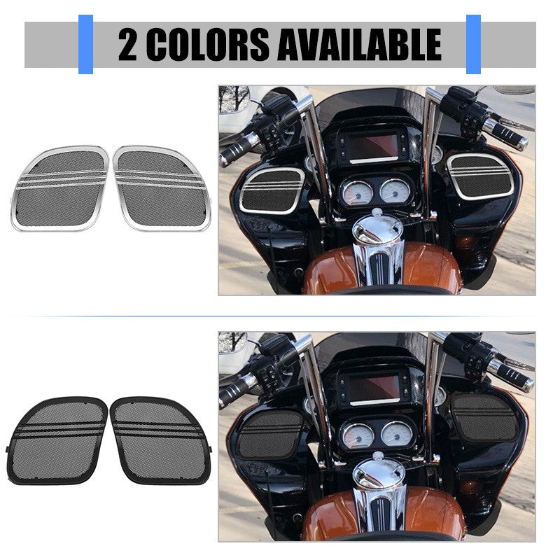 Grelhas da Tampa do Alto-Falante da Motocicleta Malha de Acabamento Tri-Line Preta Para Harley Touring Road Glide Limited FLTRK Special FLTRXS 2015-UP
