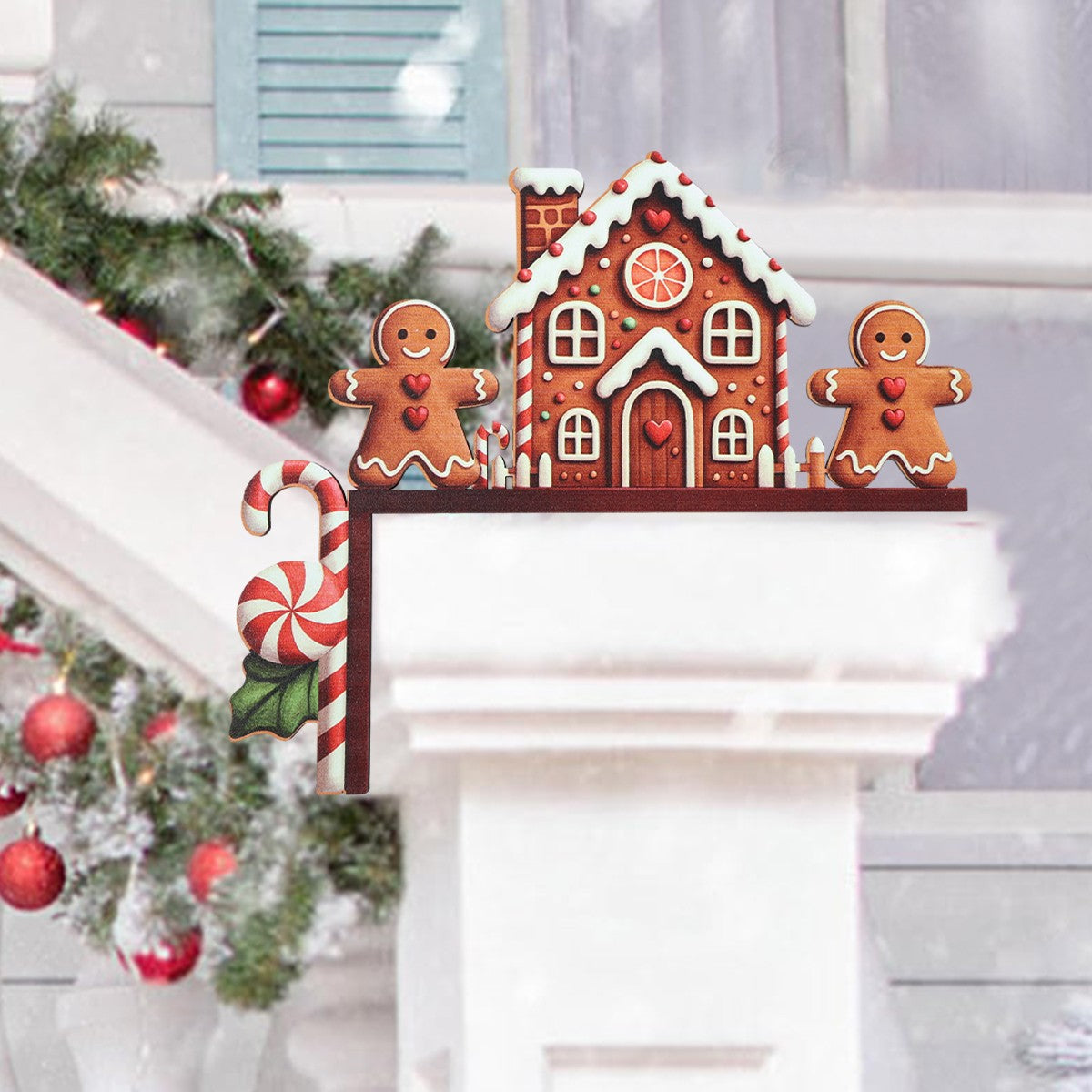 Christmas Gingerbread Man Wooden Door Frame Decoration Merry Christmas Decor for Home 2025 Navidad Xmas Ornament New Year 2026