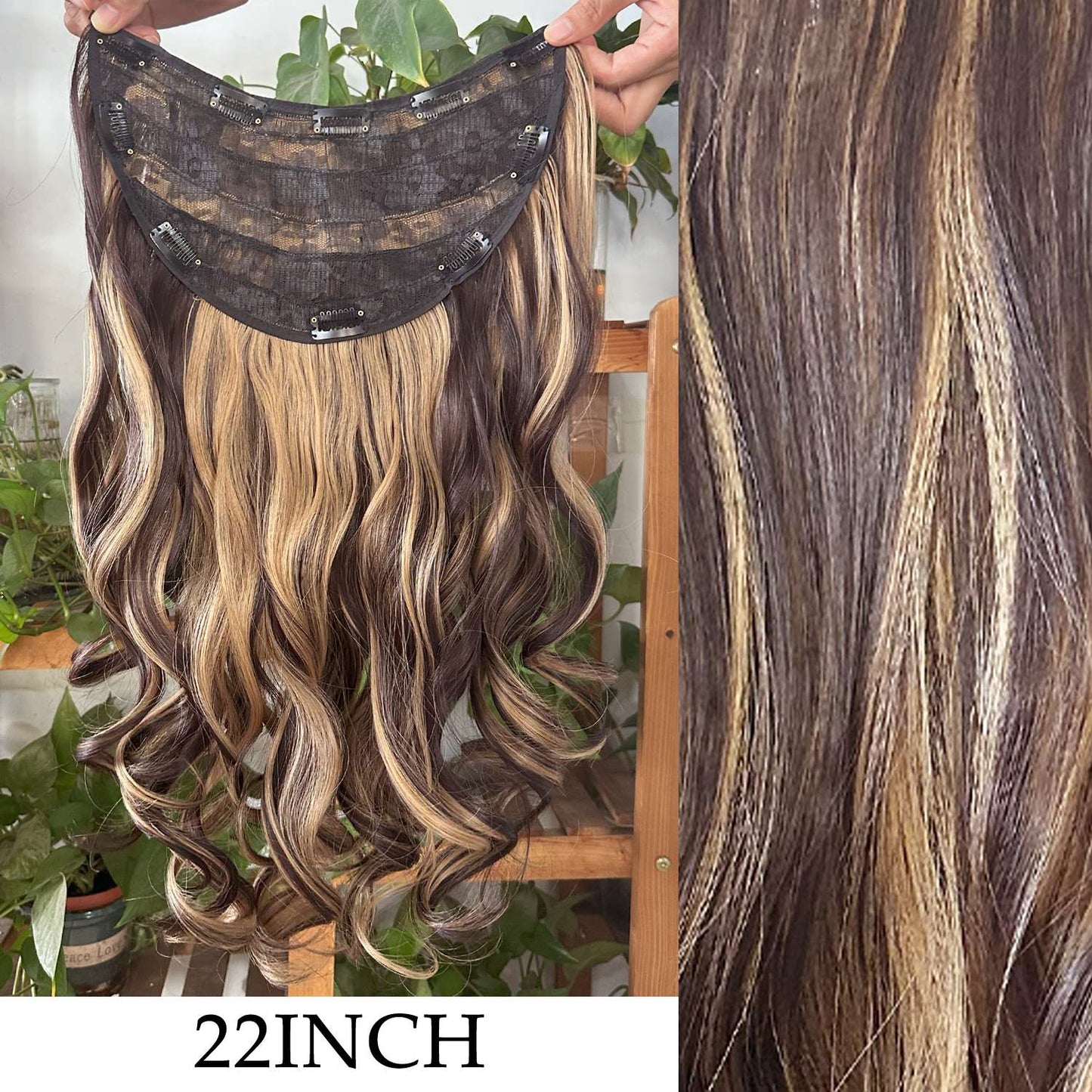 7 peças/conjunto de aplique de cabelo com 16 grampos, preto, longo e liso, cabelo natural, aplique de cabelo ombre, fibra resistente ao calor para penteado feminino