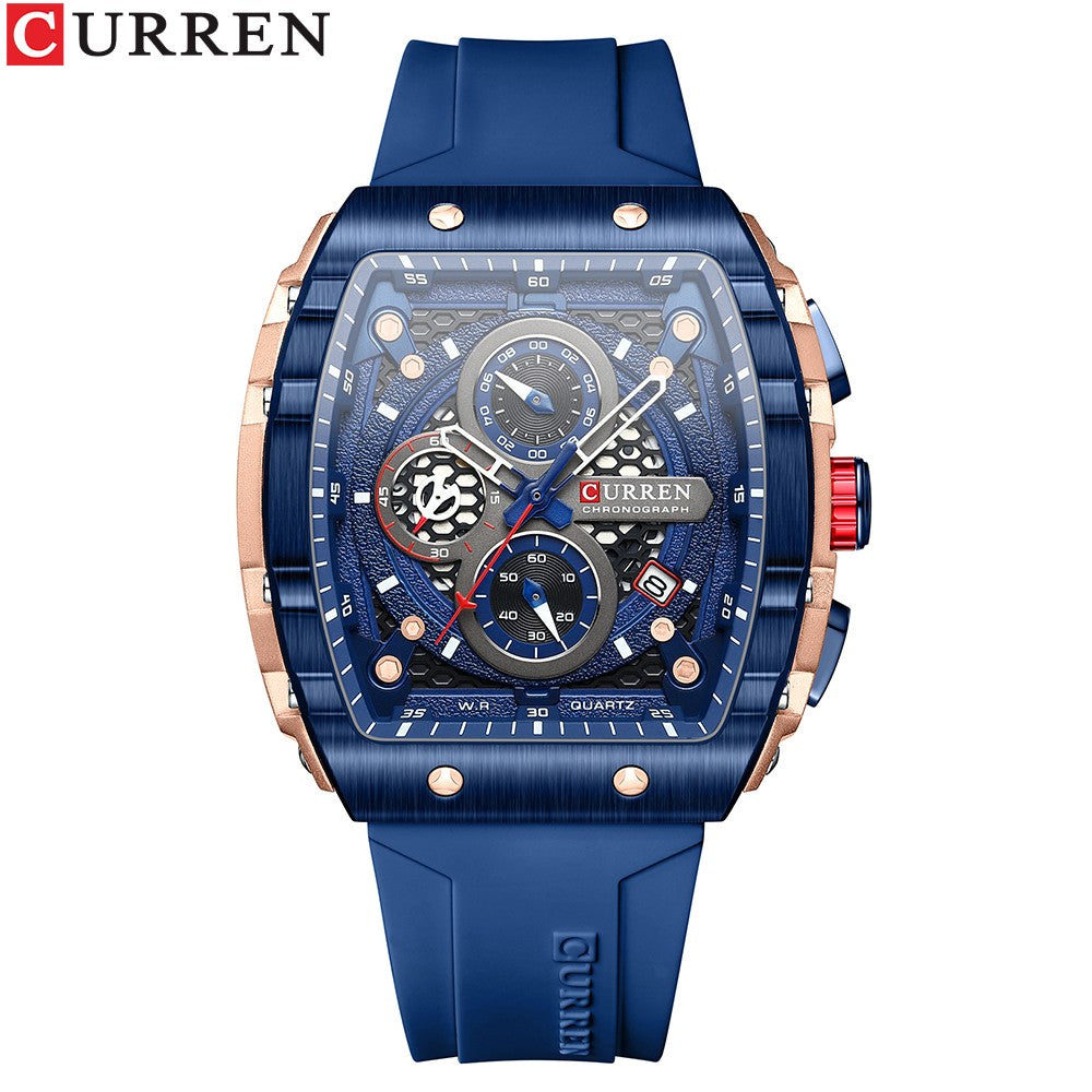 CURREN Fashion men watch brand unique square design luxury quartz sports tape watches men waterproof