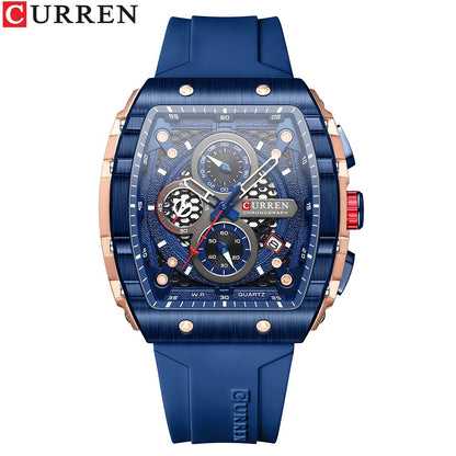 CURREN Fashion men watch brand unique square design luxury quartz sports tape watches men waterproof