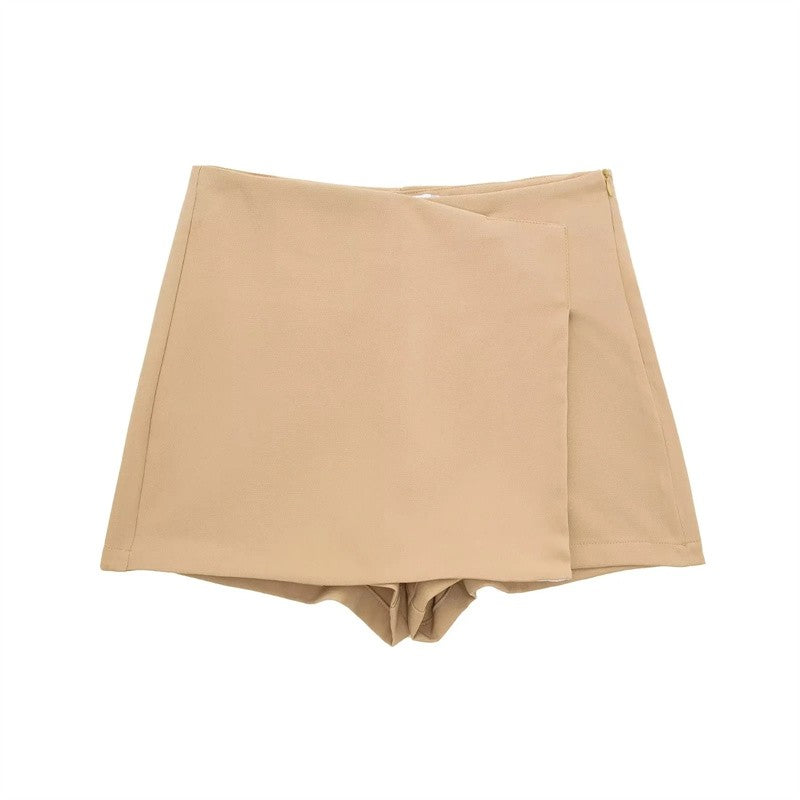 MUJER 2025 Asymmetric Skort For Women Black High Waist Mini Skirt Shorts Women C