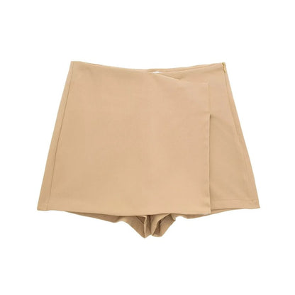MUJER 2025 Asymmetric Skort For Women Black High Waist Mini Skirt Shorts Women C