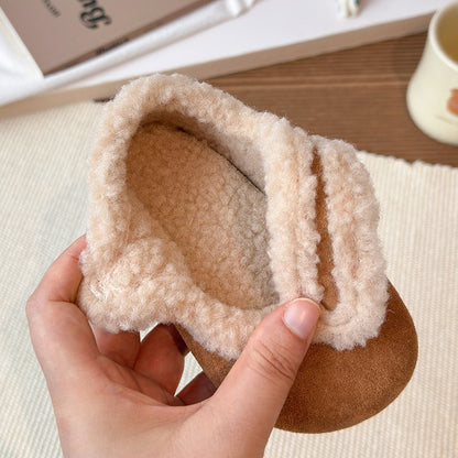 Children's Cotton Shoes 1-18 Years Old Beige Padded Thickened Boys Girls Walking Shoes Brown Soft Bottom Non-slip Kids Fur Shoes