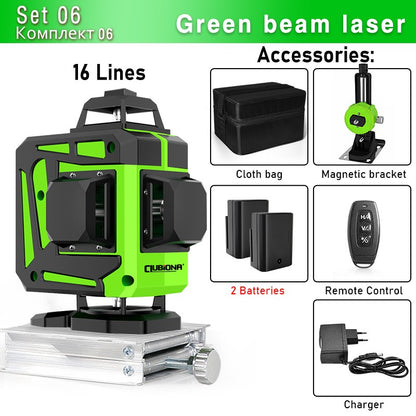 Nível a Laser Clubiona 16/12 Linhas linha verde Autonivelante 360 Horizontal e Vertical Nível a Laser de Feixe Verde Super Potente