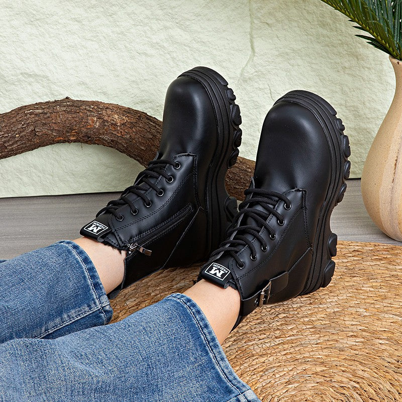 Bestselling Height Increasing Women2025Autumn and Winter New Fleece-Lined Non-Slip Short Boots for Petite Thick-Soled Faux Wool