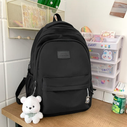 Schoolbags Student Japanese And Versatile Backpack Unisex Large-Capacity Backpack Girl Simple Polyester Material Doll Decoration