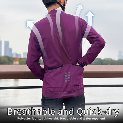 WOSAWE Mens Cycling Windproof Jacket Ultralight Windbreaker MTB Road Bike Vest Water Resistant Long Jersey with 2 way YKK zipper