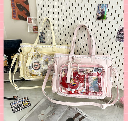 New Japanese Style Transparent Crossbody Bag Cute Candy Color Commuting Shoulder Bag for Girls Simple and Casual Texture Ita Bag