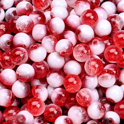 100pcs 8mm Christmas Crystal Glass Crack Beads Red and Green Gradient Spacer Beads for DIY Bracelet Necklace Jewelry Making
