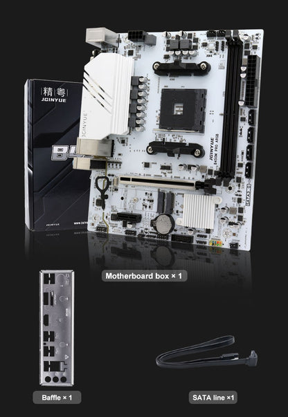 Placa-Mãe JGINYUE B450M PRO Processador AMD Memória DDR4 de Canal Duplo Placa Principal AM4 M.2 NVME (Suporta CPU Ryzen 5500 5600 5600G)