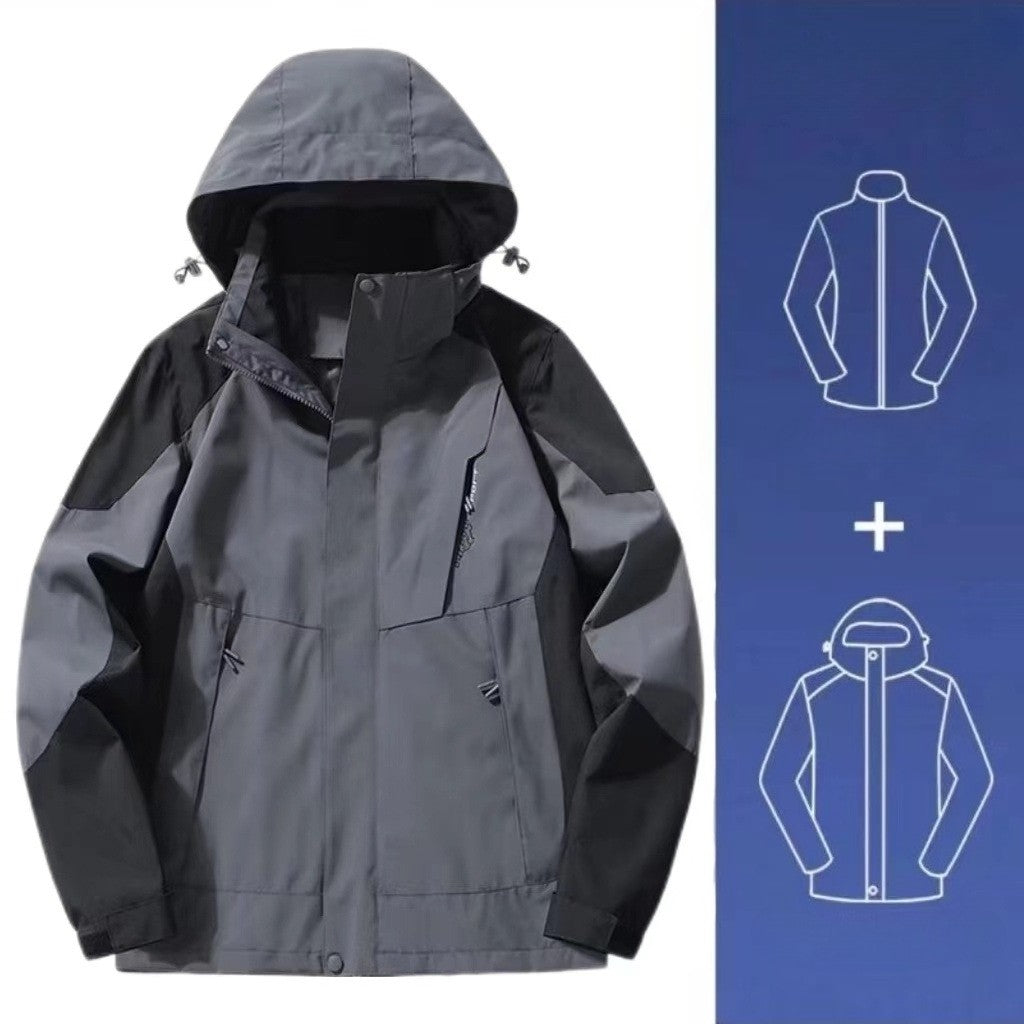 Men's Women's 2025 New Winter Jacket 3 in 1 Waterproof Windproof Detachable Outdoor Hiking Climbing Shell