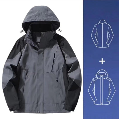 Men's Women's 2025 New Winter Jacket 3 in 1 Waterproof Windproof Detachable Outdoor Hiking Climbing Shell