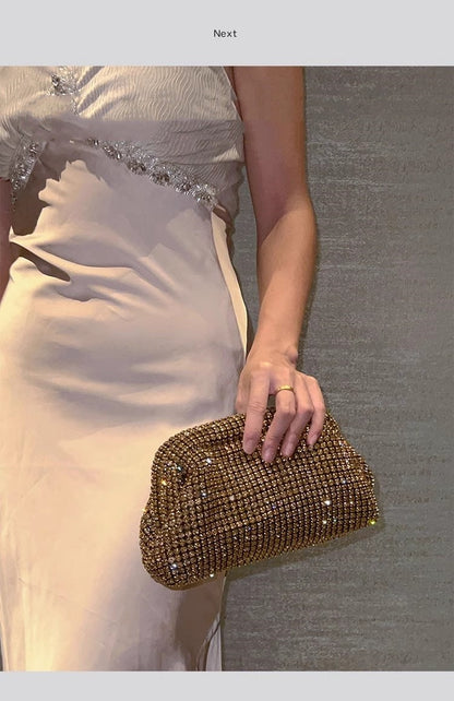 Luxury Glitter Cloud Bag Women's Handbag Crystal Shiny Rhinestones Diamond Evening Bag Wedding Party Clutch Purse Shoulder Bags