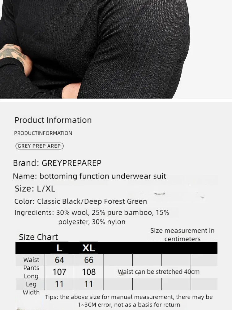 Outdoor men's and women's ski base set Merino wool thermal underwear multi-functional compression clothes running training cloth