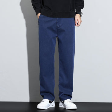 Mens Lyocell Straight Loose Elastic Waist Jeans 2025 Autumn Winter Fashion Brand Comfortable Versatile Pants Plus Size 5XL