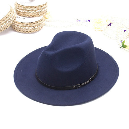 Men's fedora hat Men's and women's universal solid color fedora hat Women's 10 color wide brim jazz hat Autumn and winter Britis