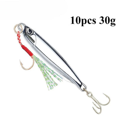 10 unidades/pacote Iscas Metálicas Jig para Pesca 30g 40g Chapeamento Prateado Isca Metálica Jig Pesca Marítima Isca de Pesca Baixo Salgado Material de Pesca