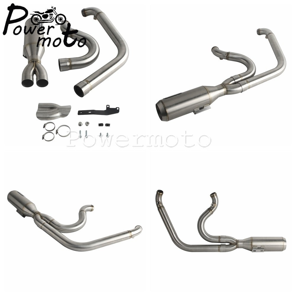 Motorcycles 2-Into-1 Exhaust Muffler Pipes Tube For Harley Dyna Fat Bob Low Rider S Street Bob Wide Super Glide FXD 2006-2017