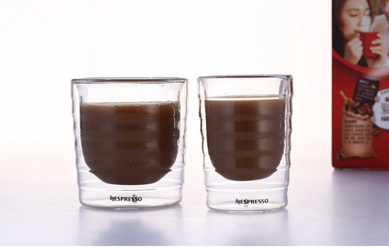 Xícara de Espresso Copo Térmico de Vidro para Chá Leite Bebidas Caneca de Vidro Sopro Artesanal com Parede Dupla Canecas para Whey Protein e Nespresso