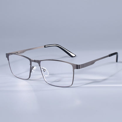 Homens Quadrados Metal Armação Grande Leitura Dobradiça de Mola Óculos de Presbiopia Bloqueio de Luz Azul Proteção Ocular Óculos +75+125+175+4